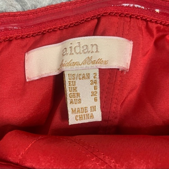 Aidan Mattox Red Lace Strapless Ruffle Hem Mini Dress - Picture 11 of 14